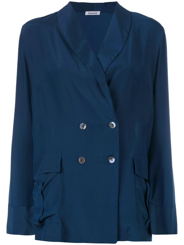 P.a.r.o.s.h. - Double-breasted Blazer - Women - Silk - M, Blue, Silk