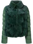 Liska Panelled Puffer Jacket - Green