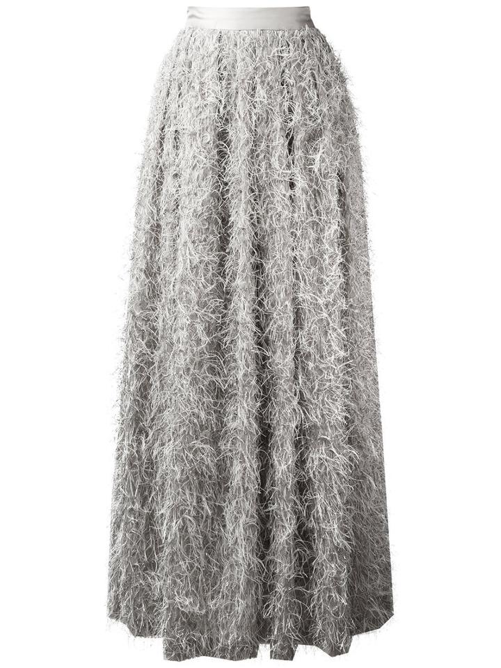 Brunello Cucinelli Frayed Maxi Skirt, Women's, Size: 42, Nude/neutrals, Viscose/acetate/polyester/silk