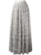 Brunello Cucinelli Frayed Maxi Skirt, Women's, Size: 42, Nude/neutrals, Viscose/acetate/polyester/silk