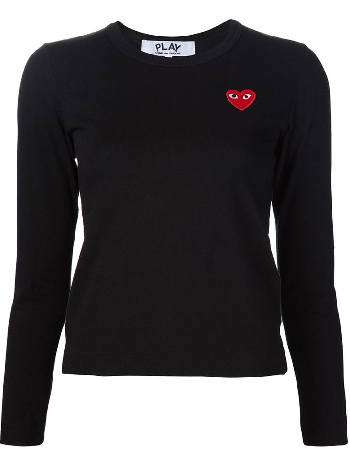 Heart Application Sweatshirt, Women's, Size: Small, Black, Cotton, Comme Des Garçons Play