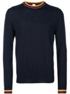 Paul Smith - Striped Trim Sweatshirt - Men - Merino - M, Blue, Merino