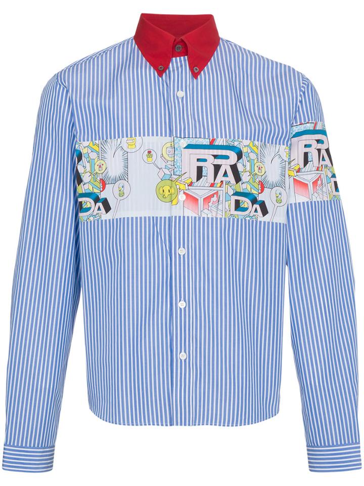 Prada Striped Comic Band Shirt - Blue
