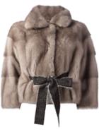 Liska 'isabelle' Coat, Women's, Size: Large, Grey, Mink Fur