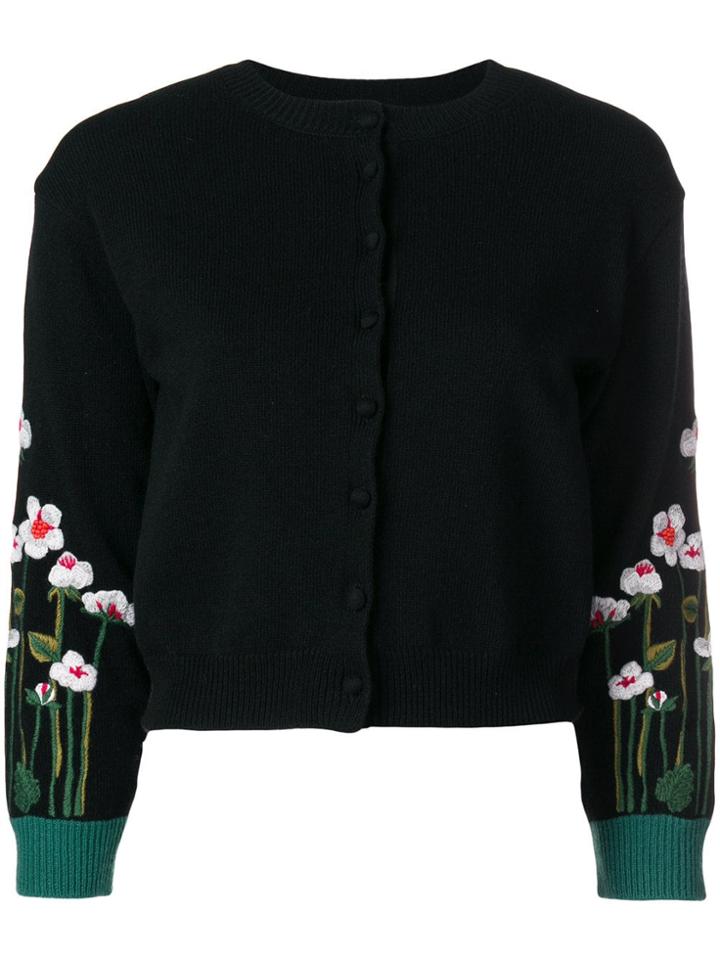 Red Valentino Floral Intarsia Cardigan - Black