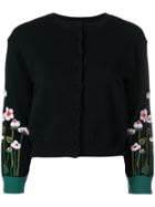 Red Valentino Floral Intarsia Cardigan - Black