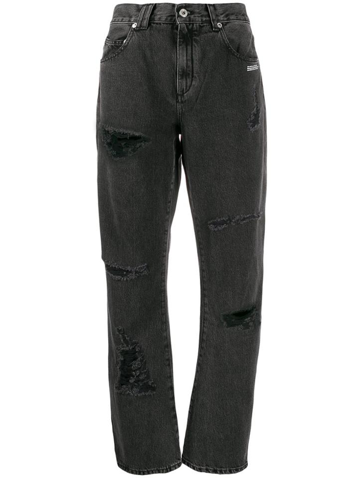 Off-white Embroidered Jeans - Black