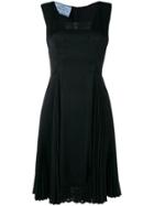 Prada Vintage 2000's Lace Detail Pleated Dress - Black