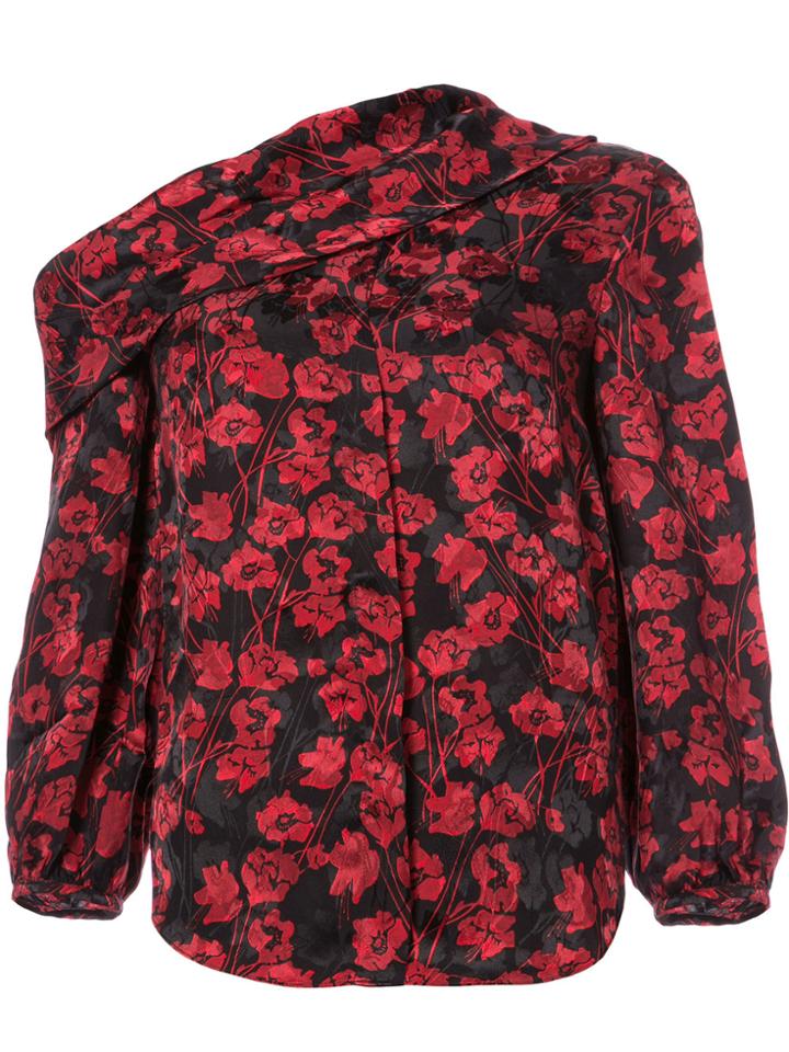 Saloni Off-shoulder Floral Print Blouse - Red