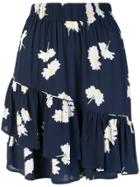 Ganni Floral Asymmetric Skirt - Blue