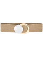 Erika Cavallini Metal Plaque Belt, Women's, Size: Medium, Nude/neutrals, Cotton/spandex/elastane/metal