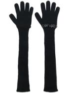 No21 Sequinned Ribbed Gloves - Black
