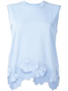 Victoria Victoria Beckham Embroidered Hem Tank, Women's, Size: Xs, Blue, Cotton