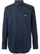 Etro Embroidered Logo Shirt, Men's, Size: 39, Blue, Cotton/spandex/elastane