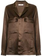 Tibi Satin Shirt Jacket - Brown