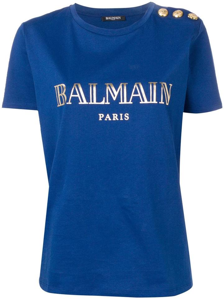 Balmain Embellished Buttons T-shirt - Blue