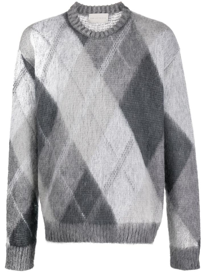 Paura Harris Argyle Knit Jumper - Grey