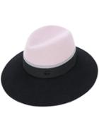 Maison Michel - Stripe Band Fedora - Women - Wool Felt - M, Black, Wool Felt