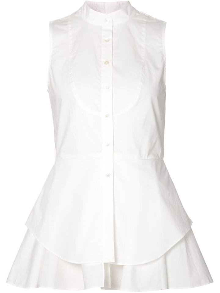 Derek Lam 10 Crosby Flared Sleeveless Shirt, Women's, Size: 6, White, Cotton