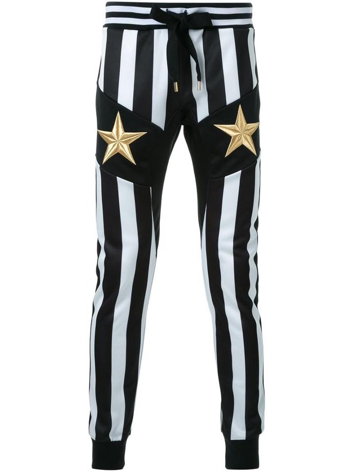 Dresscamp Embroidered Star Striped Track Pants, Men's, Size: 44, Black, Polyester