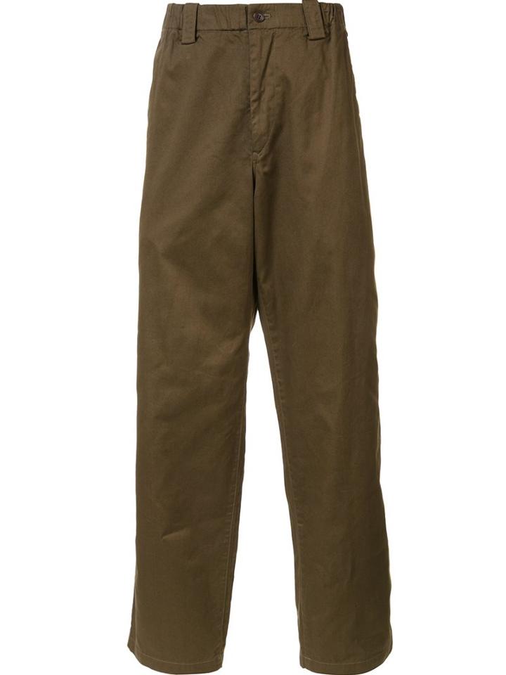 Yohji Yamamoto Straight Leg Trousers, Men's, Size: 4, Green, Cotton