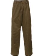 Yohji Yamamoto Straight Leg Trousers, Men's, Size: 4, Green, Cotton