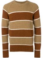 Ami Paris Crewneck Raglan Sleeves Striped Sweater - Brown