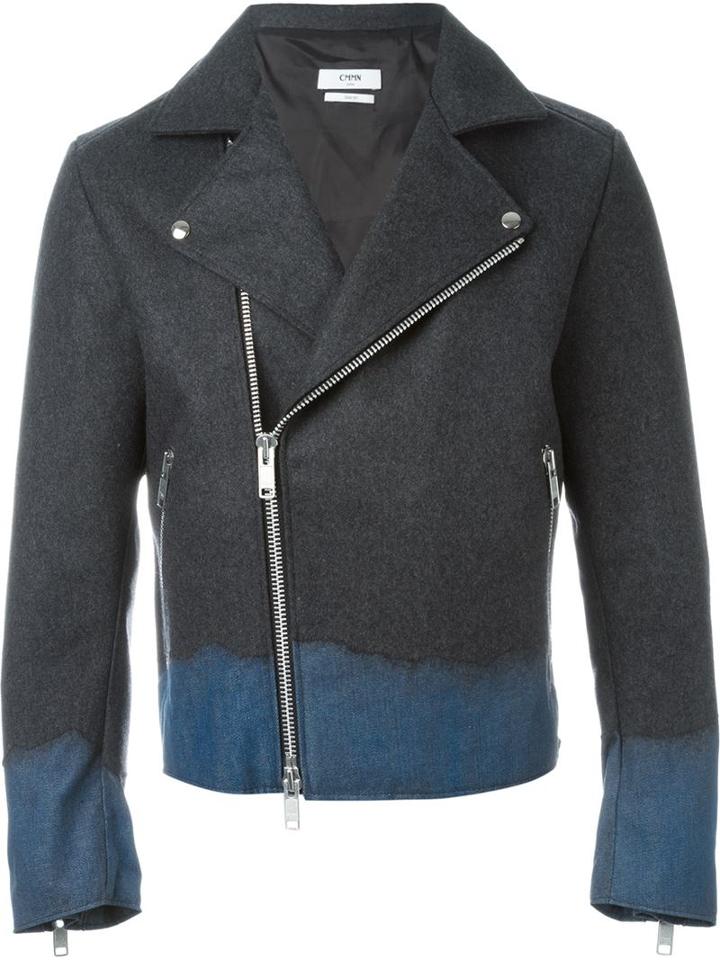 Cmmn Swdn Felt And Denim Biker Jacket