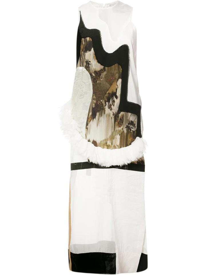 Anne Sofie Madsen Sleeveless Contrast Panel Dress, Women's, Size: Small, White, Silk