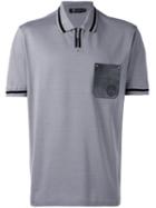 Versace - Contrast Pocket Polo Shirt - Men - Cotton/calf Leather - L, Grey, Cotton/calf Leather