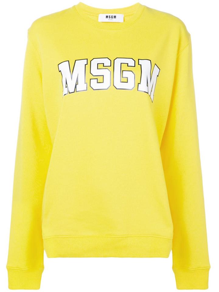 Msgm Logo Printed Sweatshirt - Yellow