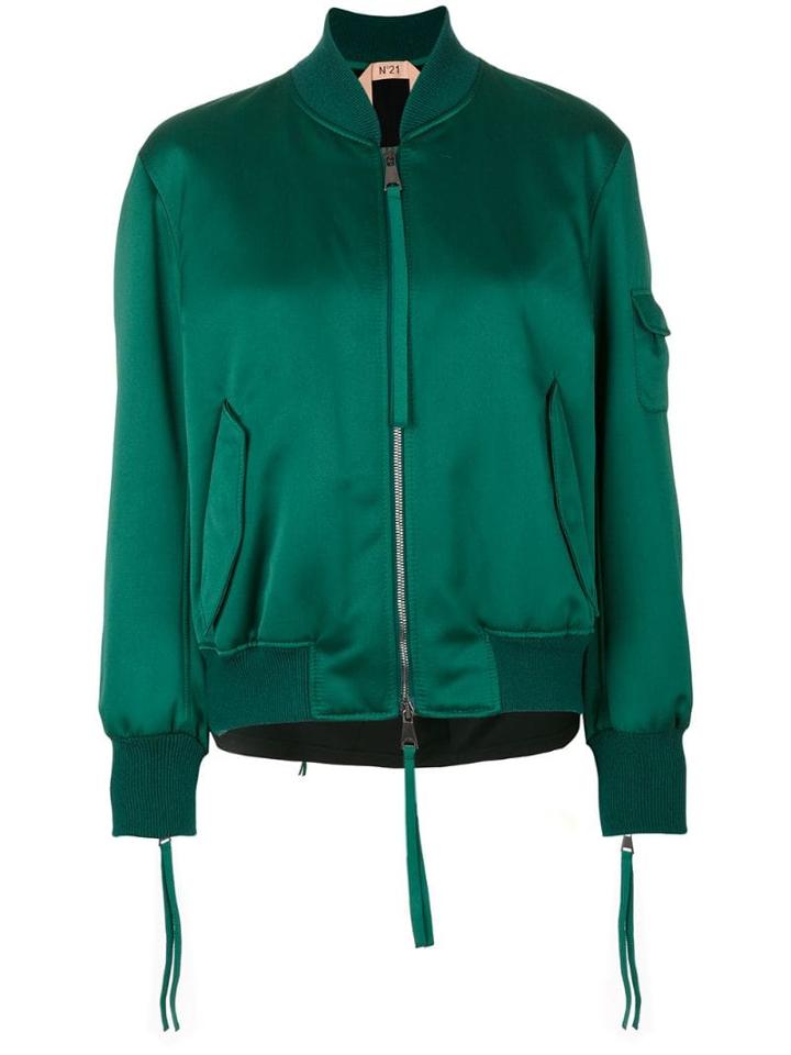 Nº21 Fringed Details Bomber Jacket - Green