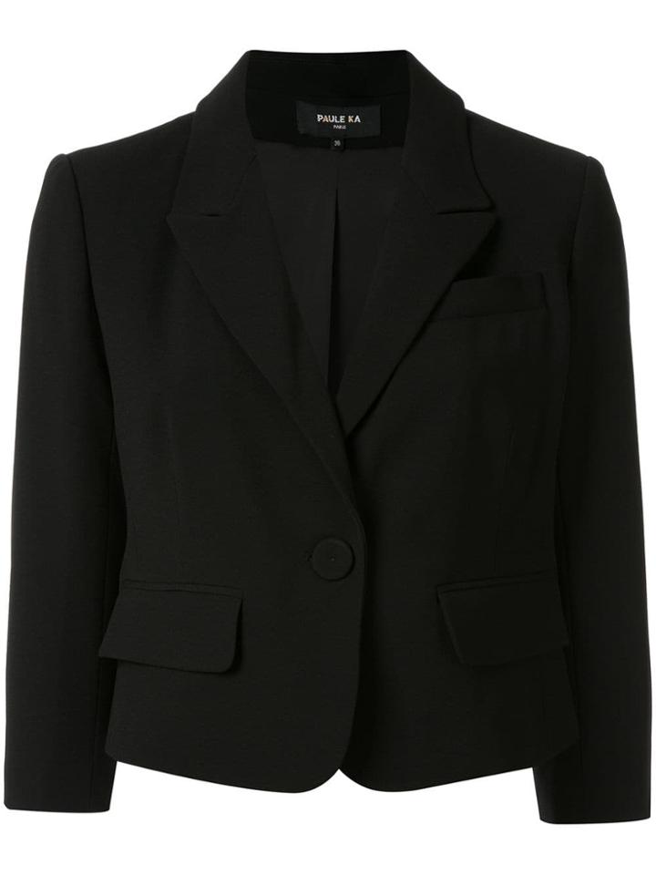 Paule Ka Cropped Fitted Blazer - Black