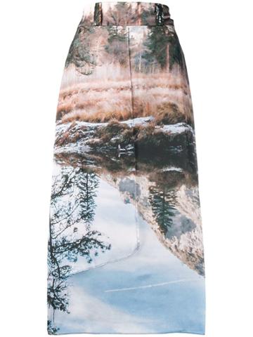 House Of Sunny Scenic Print Midi Skirt - Neutrals