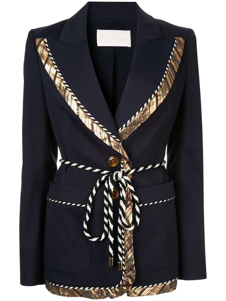 Peter Pilotto Gold Trim Rope Tie Blazer - Blue