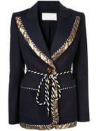 Peter Pilotto Gold Trim Rope Tie Blazer - Blue