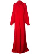 Adam Lippes Tie Neck Flared Gown