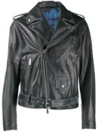 Valentino Contrast Lined Biker Jacket - Blue