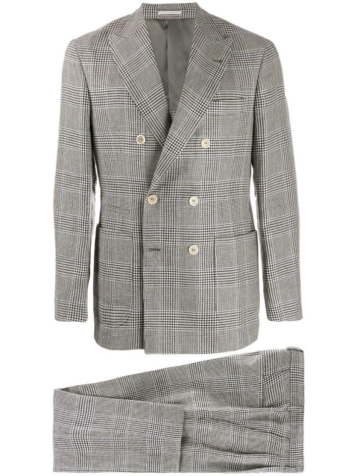 Brunello Cucinelli Houndstooth Check Two-piece Suit - Grey