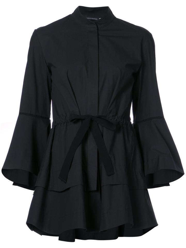Natori Lantern Sleeve Mandarin Shirt - Black