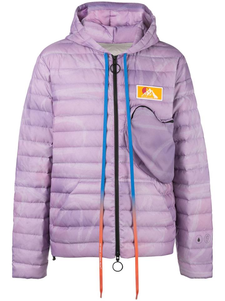 Off-white Pocket Detail Puffer Jacket - Purple