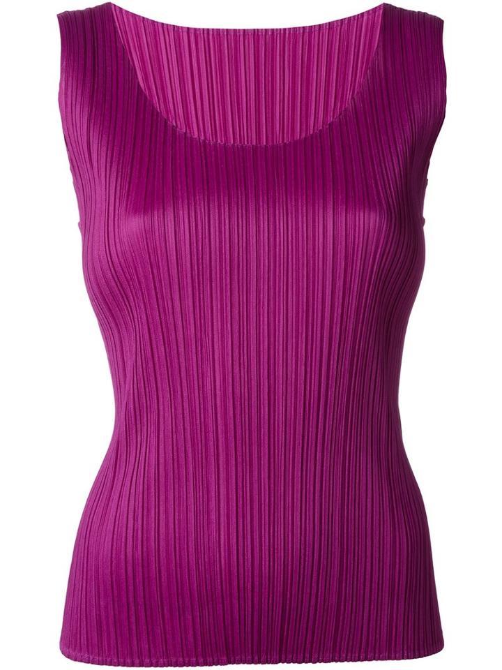 Pleats Please By Issey Miyake Pleated Tank, Women's, Size: 3, Pink/purple, Polyester