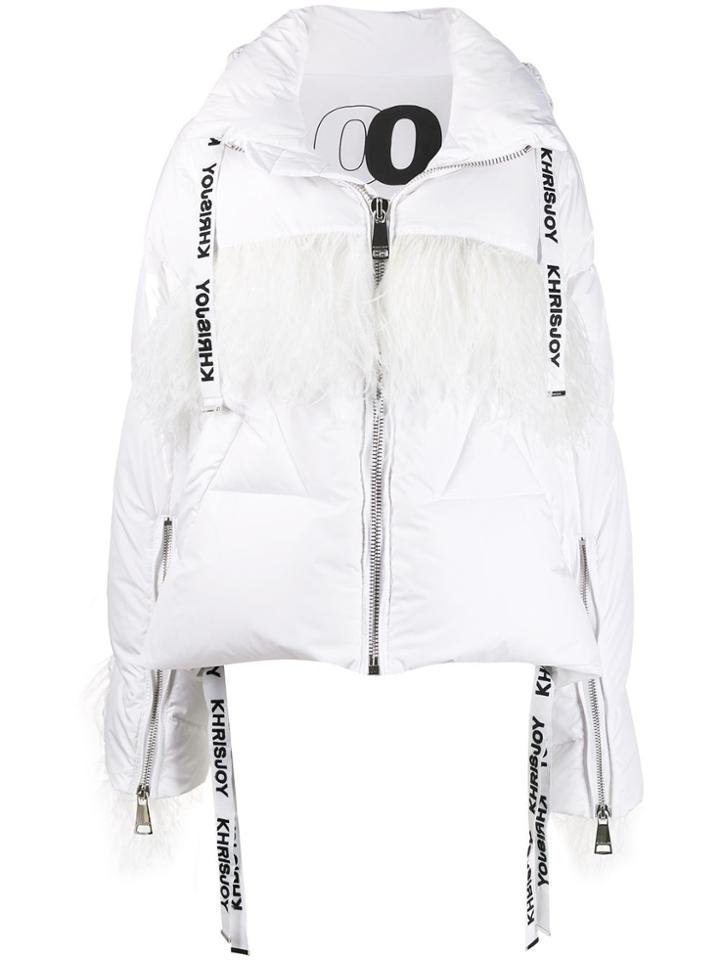 Khrisjoy Feather Embellished Down Jacket - White