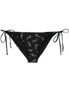 Karl Lagerfeld Logo Print String Bikini Bottoms - Black
