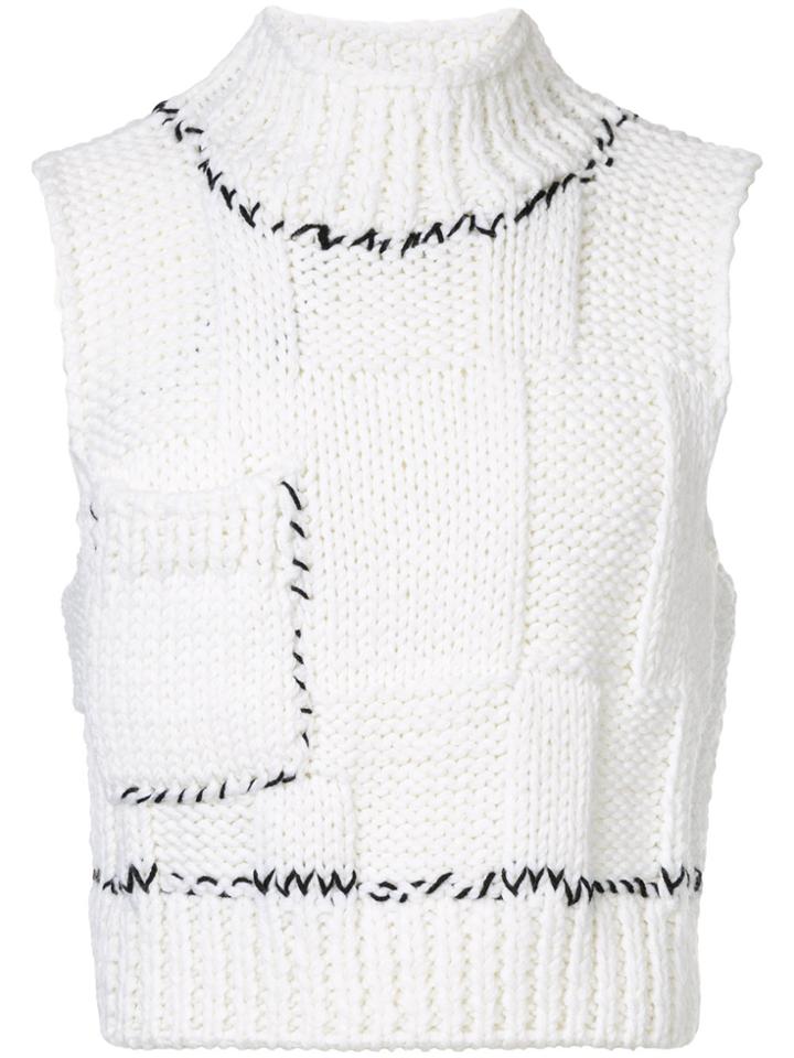 Raf Simons Cropped Knitted Sweater Vest - White