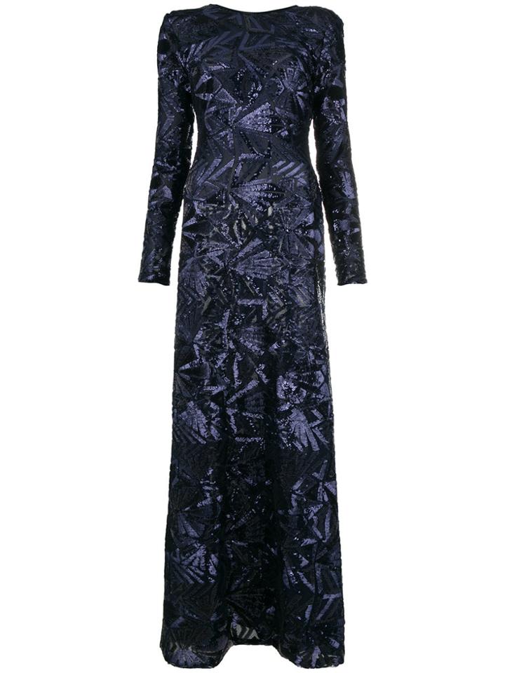 P.a.r.o.s.h. Sequin Flared Maxi Dress - Blue