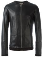 Tony Cohen Collarless Jacket, Men's, Size: 50, Black, Leather/viscose
