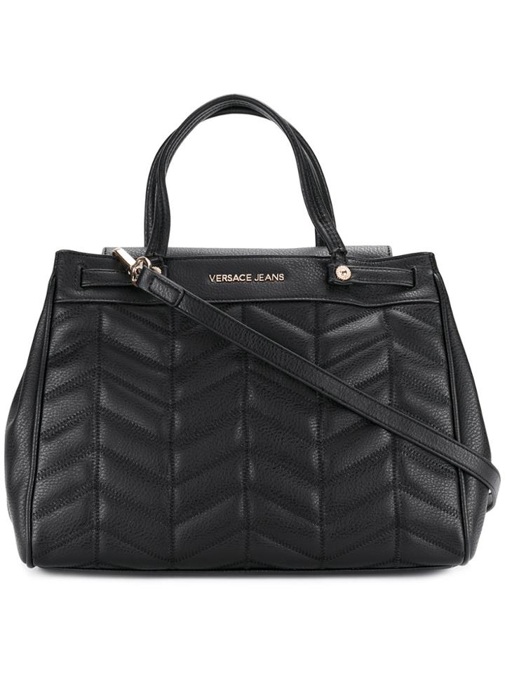 Versace Jeans Quilted Effect Tote - Black