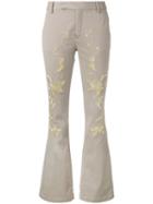 History Repeats - Embroidered Flared Trousers - Women - Cotton/spandex/elastane - 42, Nude/neutrals, Cotton/spandex/elastane