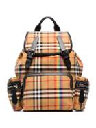 Burberry Medium Check Print Leather Backpack - Brown